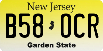 NJ license plate B58OCR
