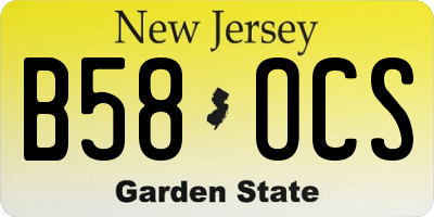 NJ license plate B58OCS