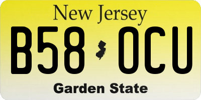 NJ license plate B58OCU
