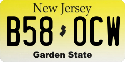 NJ license plate B58OCW