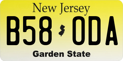 NJ license plate B58ODA