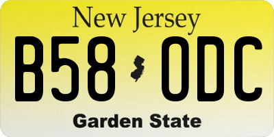 NJ license plate B58ODC