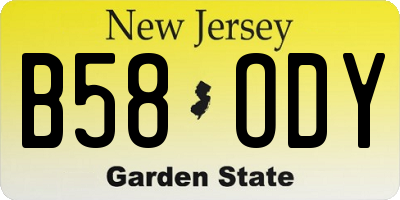 NJ license plate B58ODY