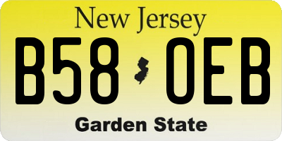 NJ license plate B58OEB