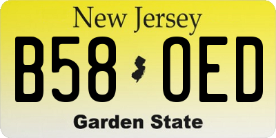 NJ license plate B58OED