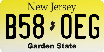 NJ license plate B58OEG