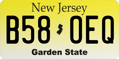 NJ license plate B58OEQ