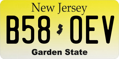 NJ license plate B58OEV