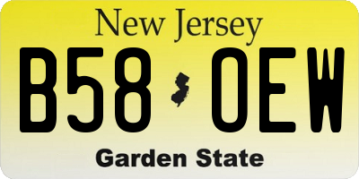 NJ license plate B58OEW