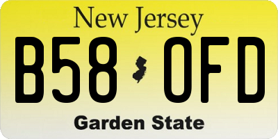 NJ license plate B58OFD