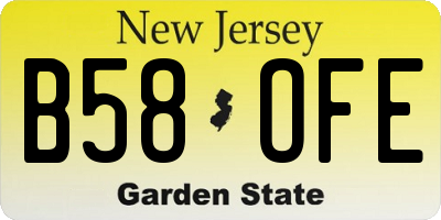 NJ license plate B58OFE