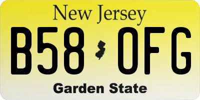 NJ license plate B58OFG