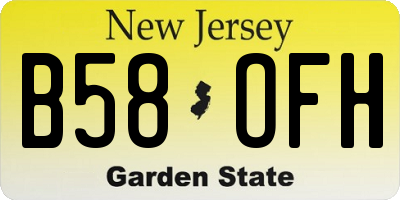 NJ license plate B58OFH