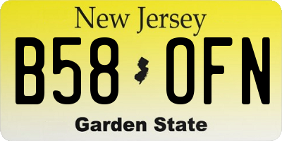 NJ license plate B58OFN