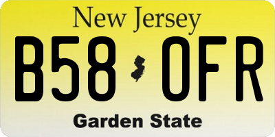 NJ license plate B58OFR
