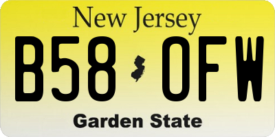 NJ license plate B58OFW