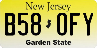 NJ license plate B58OFY