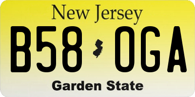 NJ license plate B58OGA