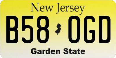 NJ license plate B58OGD
