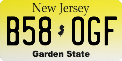 NJ license plate B58OGF