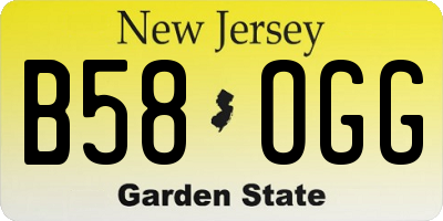 NJ license plate B58OGG