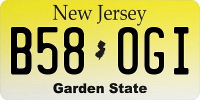 NJ license plate B58OGI