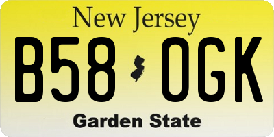 NJ license plate B58OGK