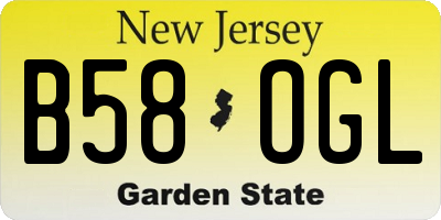 NJ license plate B58OGL