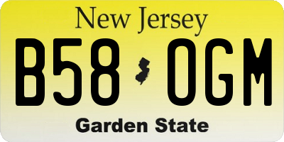 NJ license plate B58OGM