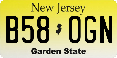 NJ license plate B58OGN
