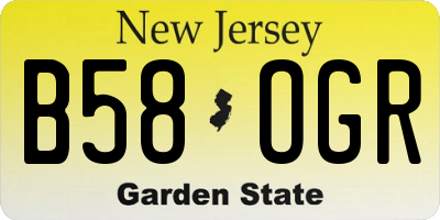 NJ license plate B58OGR