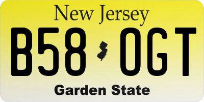 NJ license plate B58OGT