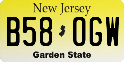 NJ license plate B58OGW