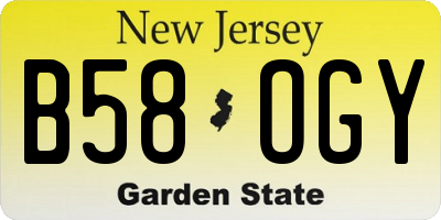 NJ license plate B58OGY