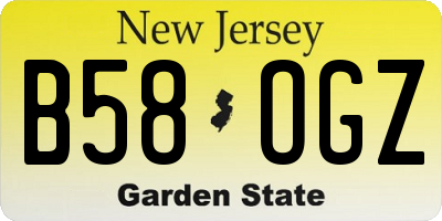 NJ license plate B58OGZ
