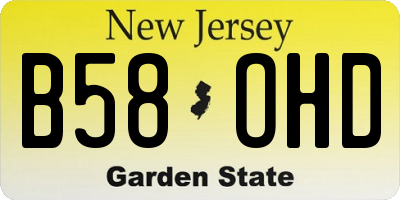 NJ license plate B58OHD