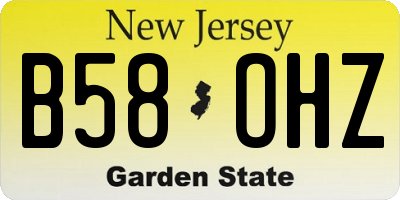 NJ license plate B58OHZ