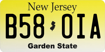NJ license plate B58OIA