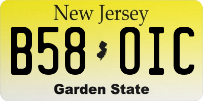NJ license plate B58OIC