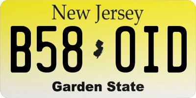 NJ license plate B58OID
