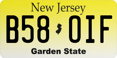 NJ license plate B58OIF