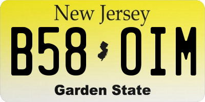 NJ license plate B58OIM
