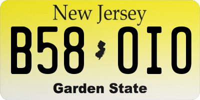 NJ license plate B58OIO