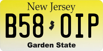 NJ license plate B58OIP