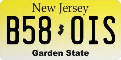 NJ license plate B58OIS