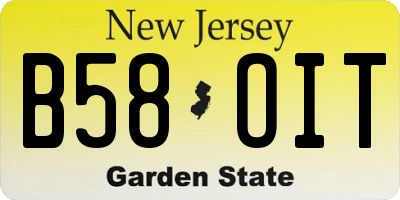 NJ license plate B58OIT