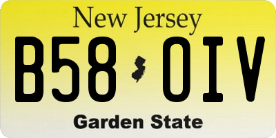 NJ license plate B58OIV
