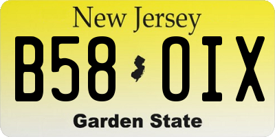 NJ license plate B58OIX