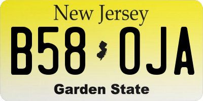 NJ license plate B58OJA