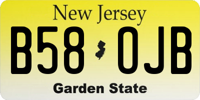 NJ license plate B58OJB